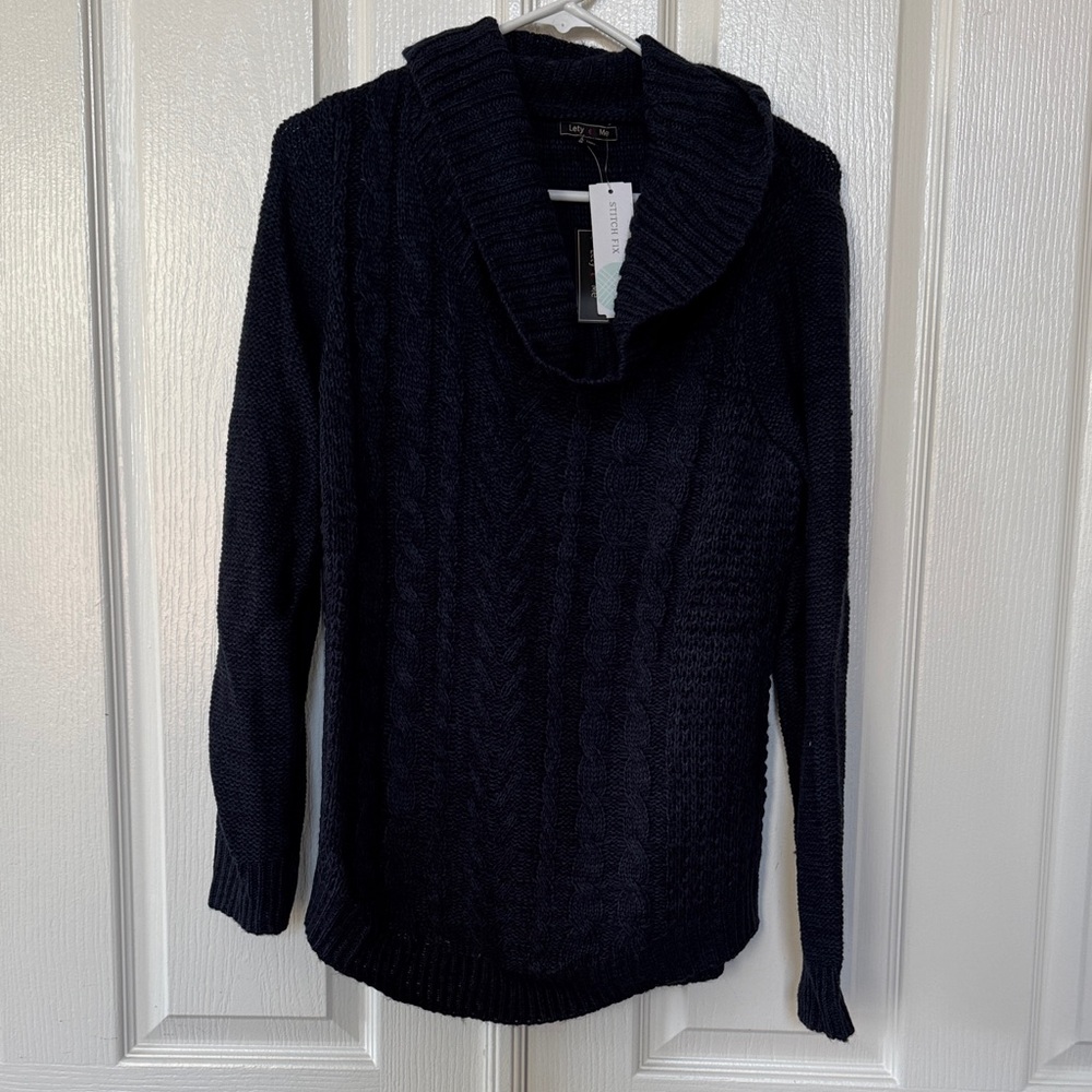 Women's Navy Cable Knit Sweater